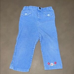 Vintage 2005 Y2K Care Bear Blue Corduroy Kids Pants with Floral Embroidery